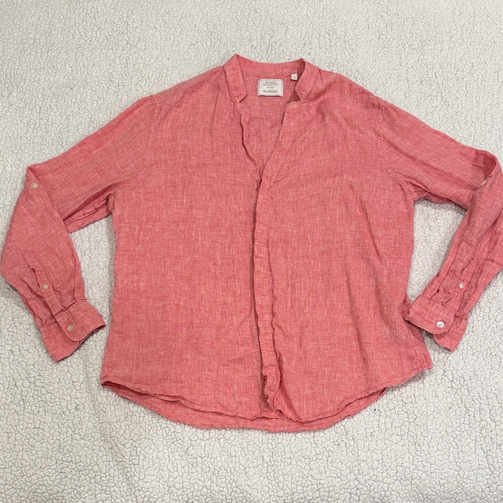 Murano Men's Linen Button Down Shirt Red